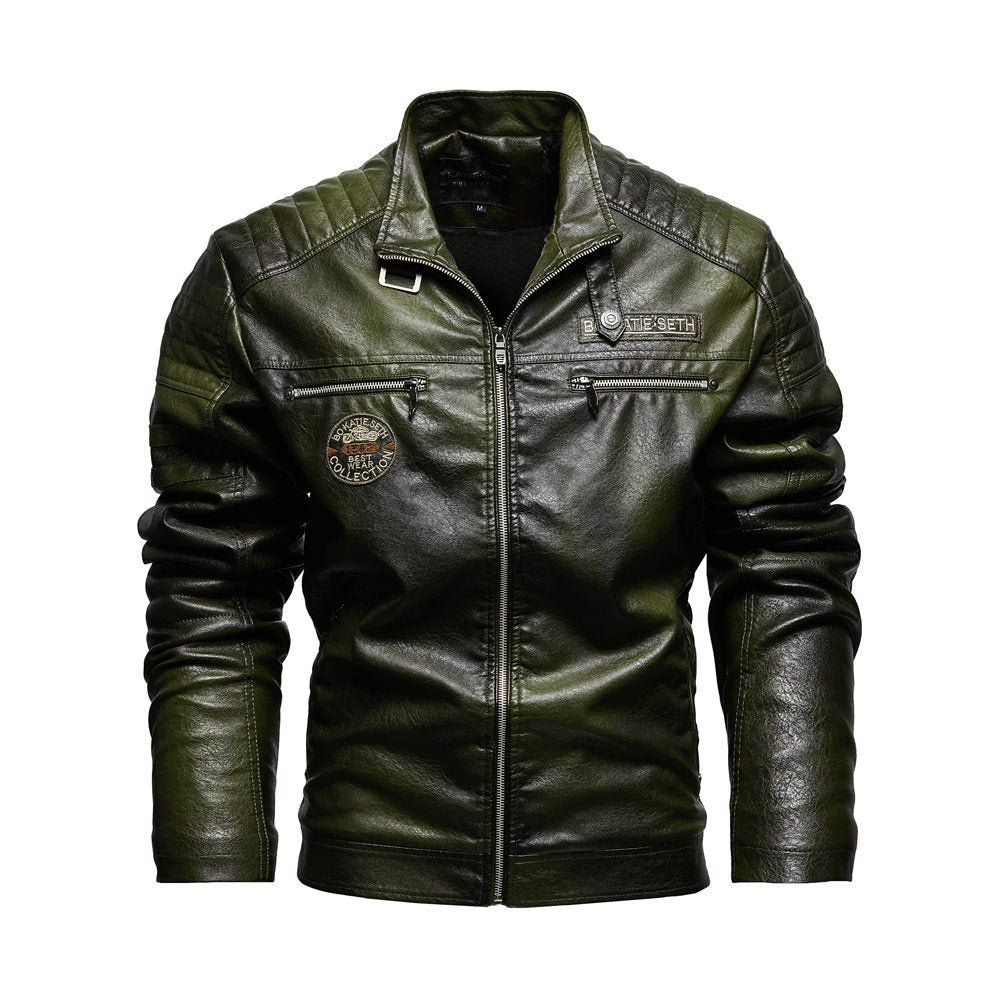 Artificial leather winter fur jacket