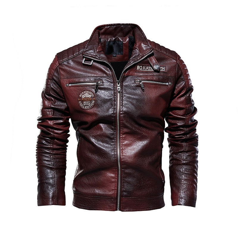 Artificial leather winter fur jacket