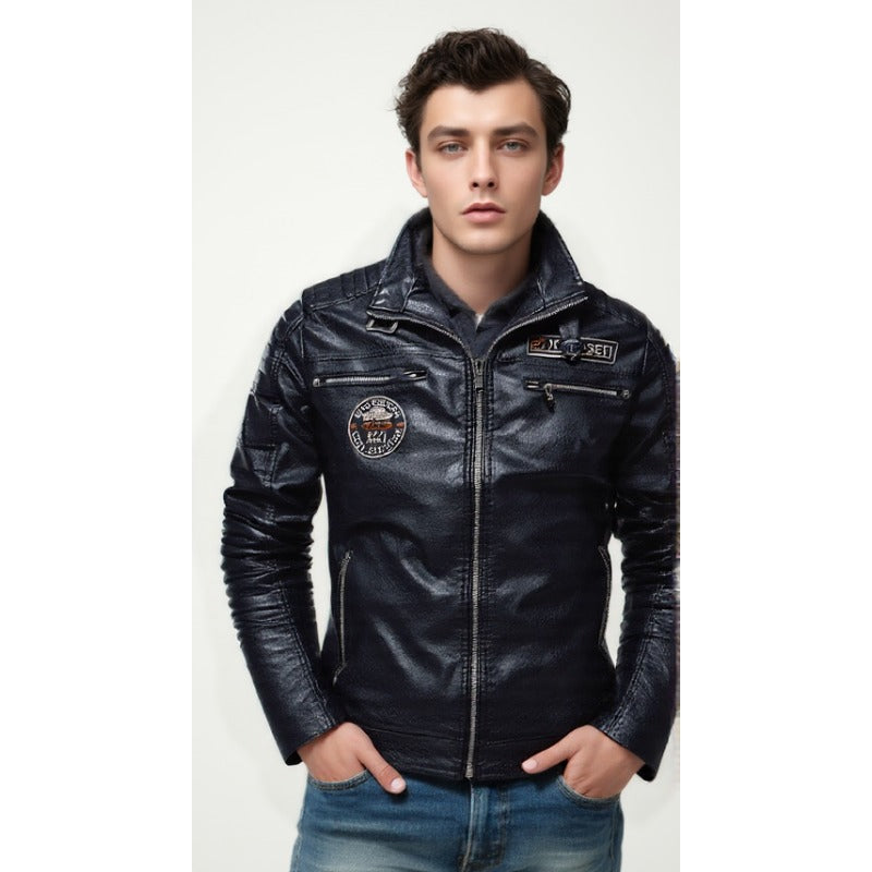 Artificial leather winter fur jacket