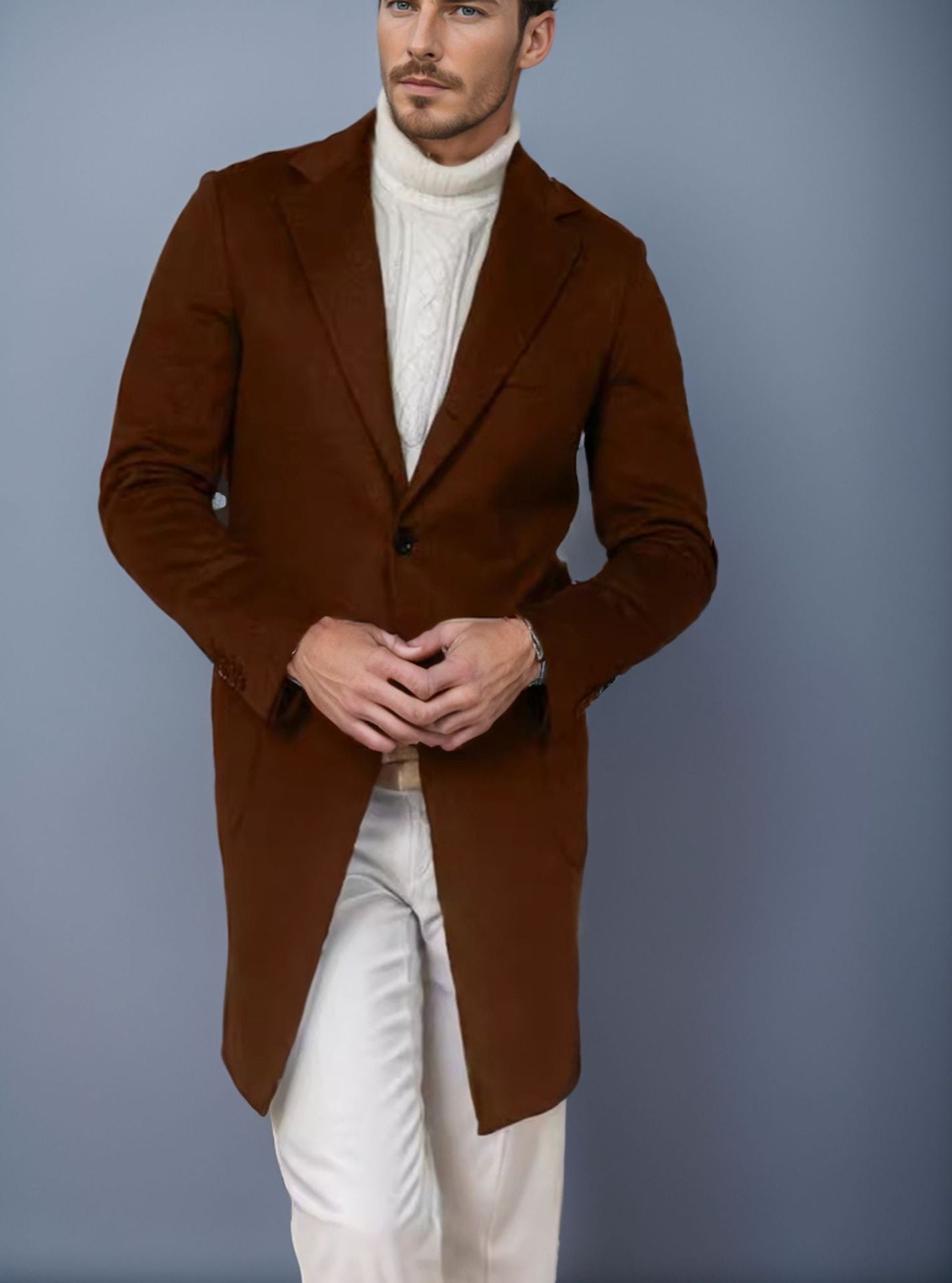 New Woolen Coat, Men's Woolen Mid-length Windbreaker Jacket In Stock