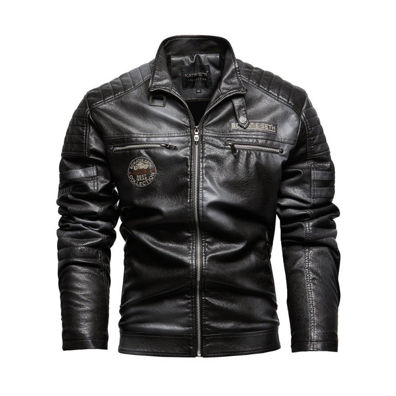 Artificial leather winter fur jacket