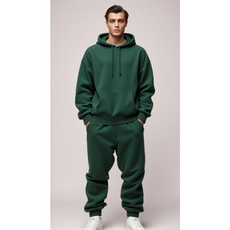 Be Men's Autumn and Winter 2024 Hooded Sweater Solid Color with Fur Thickened Youth Suit Men's Sweater