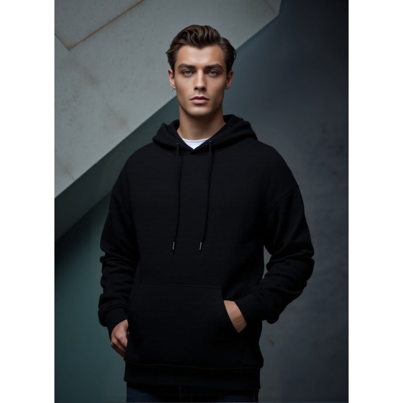 Be Men's Autumn and Winter 2024 Hooded Sweater Solid Color with Fur Thickened Youth Suit Men's Sweater