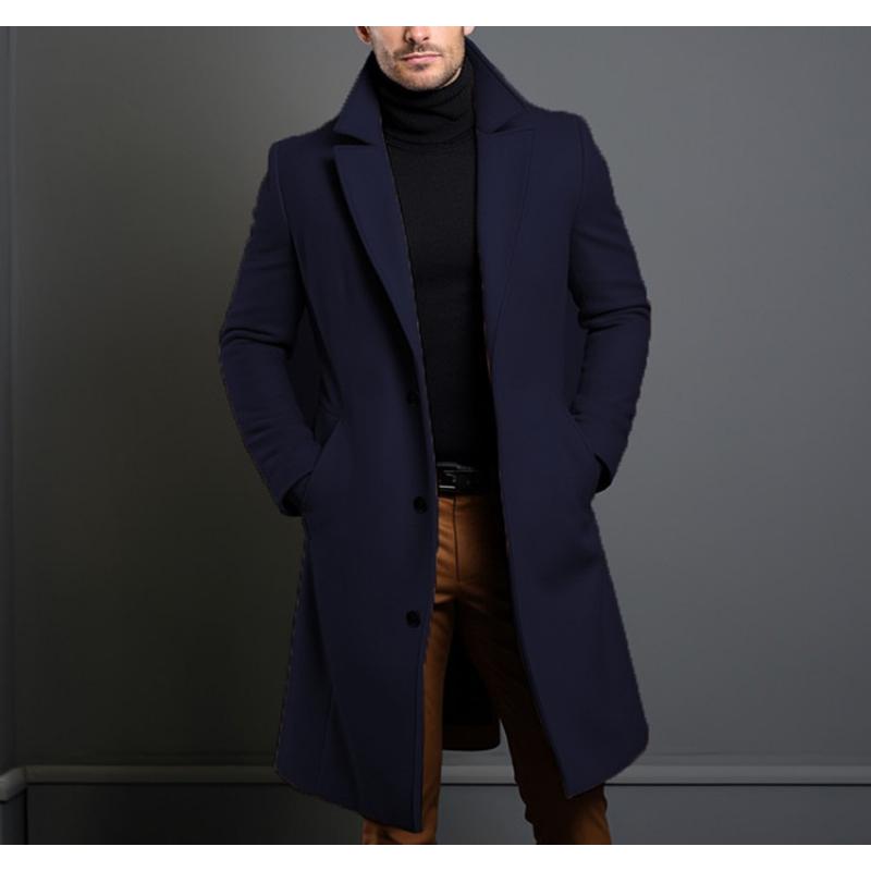 New Woolen Coat, Men's Woolen Mid-length Windbreaker Jacket In Stock